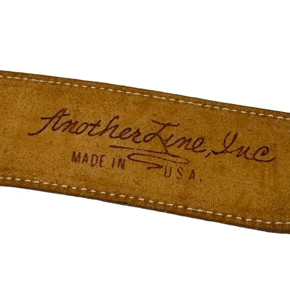 Calfskin Sturdy Soft Natural Color Brass Buckle Belt - TAN - Picture 5 of 7